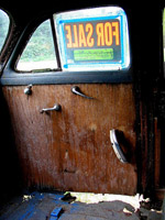 Inside of an old car with a