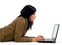 woman working on her computer