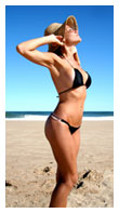 A beautiful woman in a bikini on the beach