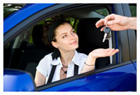 Young woman behind the wheel of a car