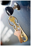 Keys hanging from a car door