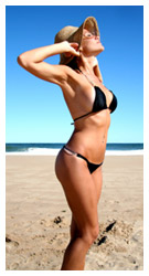 A woman in a bikini on the beach