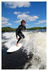 A surfer riding a wave