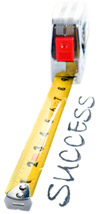 A measuring tape and the word success