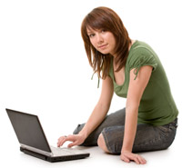 A young woman on her computer